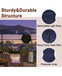 Mondawe 15 ft Solar Led Double Sided Twin Outdoor Patio Market Umbrella with Base Weight Included