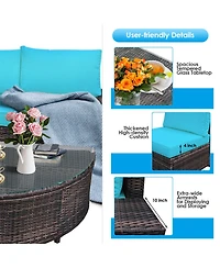 Gymax 6PCS Rattan Furniture Sectional Sofa Set w/ Cushions