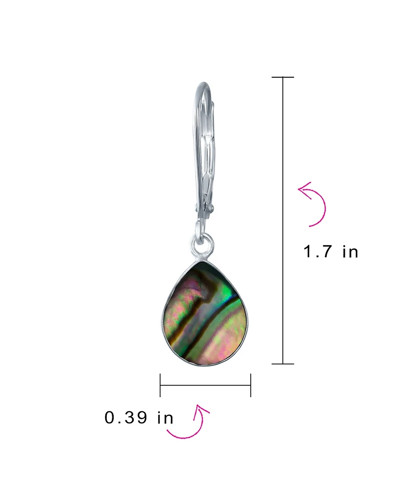 Bling Jewelry Geometric Iridescent Abalone Shell Teardrop Dangle Earrings Sterling Silver