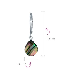 Bling Jewelry Geometric Iridescent Abalone Shell Teardrop Dangle Earrings Sterling Silver