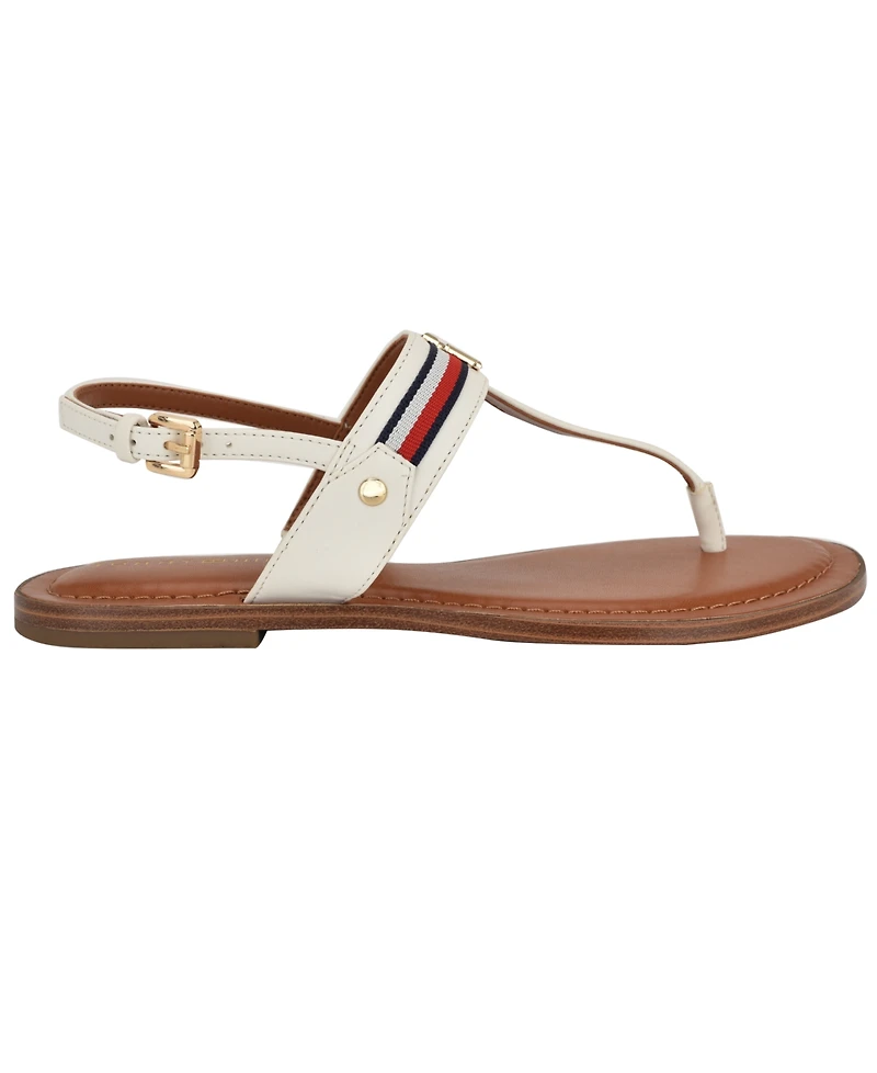 Tommy Hilfiger Women's Gabry Signature Stripe T-Strap Flat Sandals