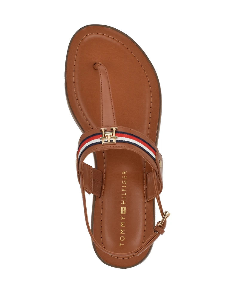 Tommy Hilfiger Women's Gabry Signature Stripe T-Strap Flat Sandals