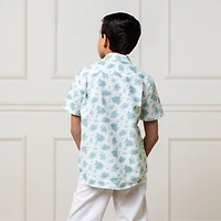 Hope & Henry Boys Linen Short Sleeve Button Down Shirt