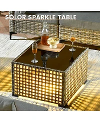 Xizzi 9 Piece Outdoor Patio Furniture with 3 Seat Sofa,All Weather Wicker Coversation Set Swivel Rocking Chair,Balcony Sofa Solar Nestin