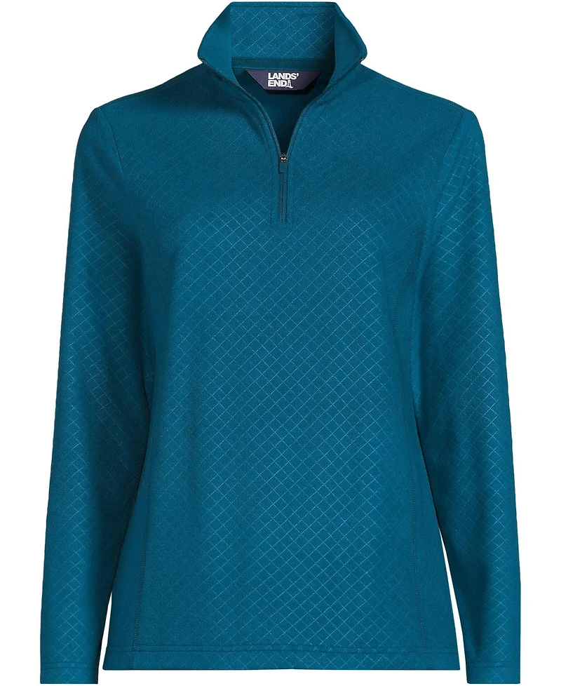 Lands' End Women's Embossed Quarter Zip Fleece Pullover