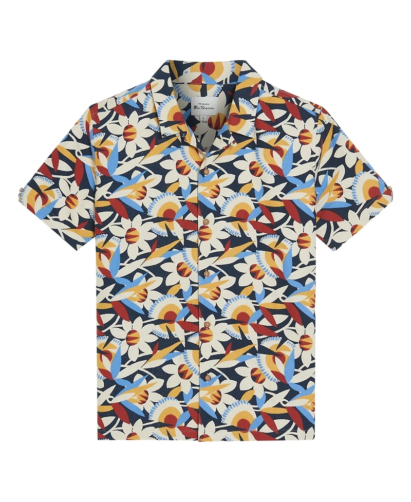Ben Sherman Men's Abstract Floral Print Short Sleeve Shirt