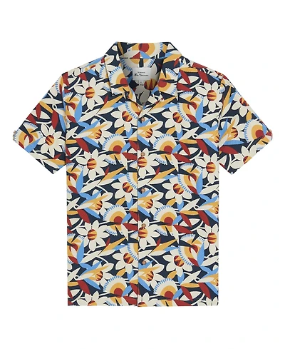 Ben Sherman Men's Abstract Floral Print Short Sleeve Shirt