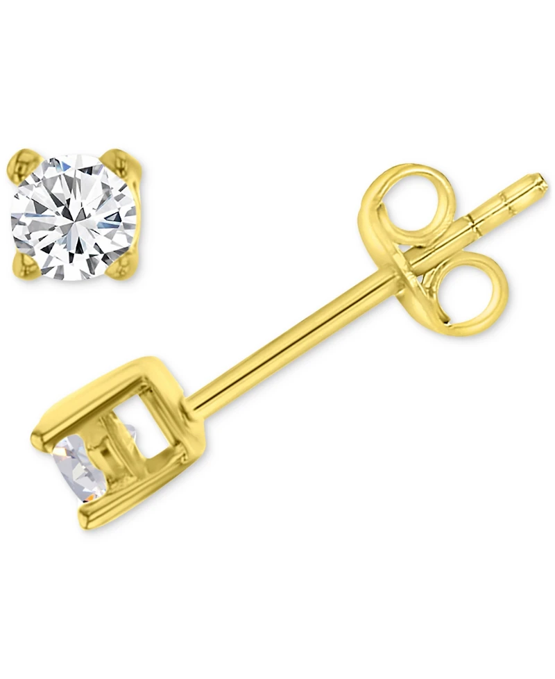 2-Pc. Set Cubic Zirconia Stud & Extra Small Hoop Earrings in 14k Gold-Plated Sterling Silver