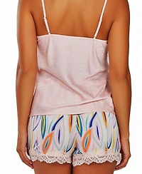 iCollection Women's Satin Crop Cami and Short Set