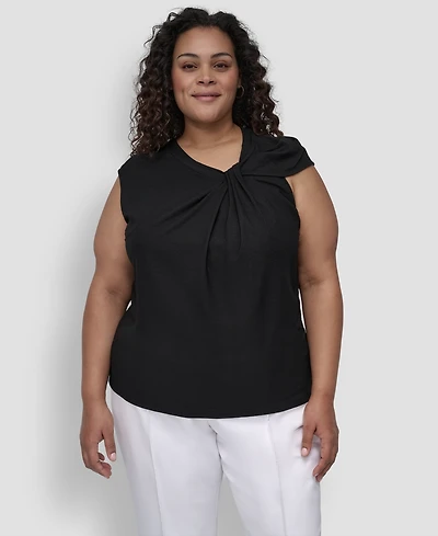 Dkny Plus Sleeveless Twisted-Neck Knit Top