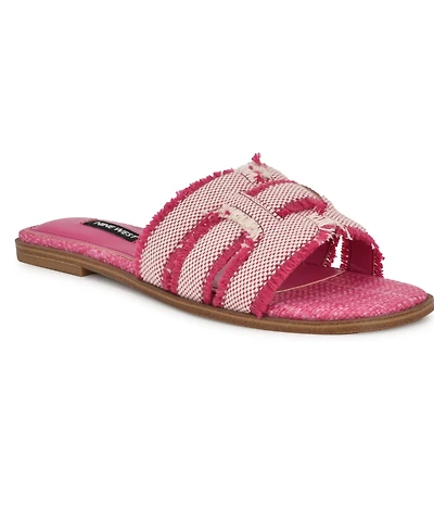 Nine West Women's Germanny Frayed Flat Slide Sandals