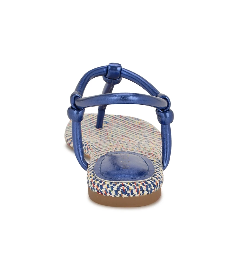Nine West Women's Nortny Knotted T-Strap Flat sandals