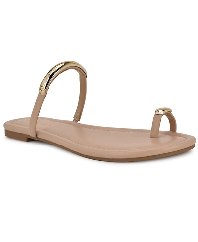 Nine West Women's Balon Strappy Toe Loop Flat Sandals