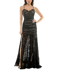 Juniors' Sleeveless Glitter Lace Illusion Gown, Created for Macy's