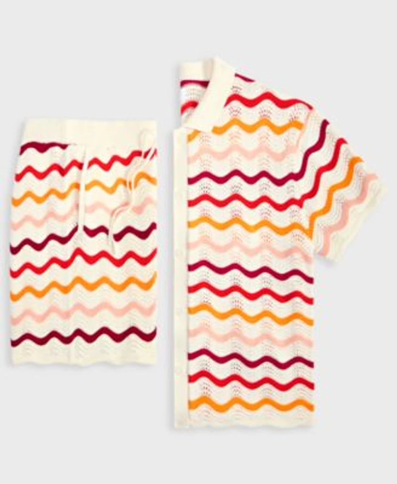 Mode Of One Mens Short Sleeve Relaxed Gradient Sweater Shorts Exclusively At Macys