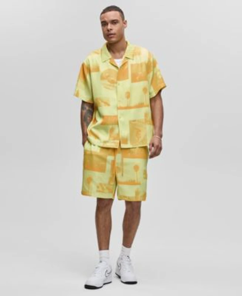 Mode Of One Mens Photoreal Collage Button Up Shirt Shorts Exclusively At Macys