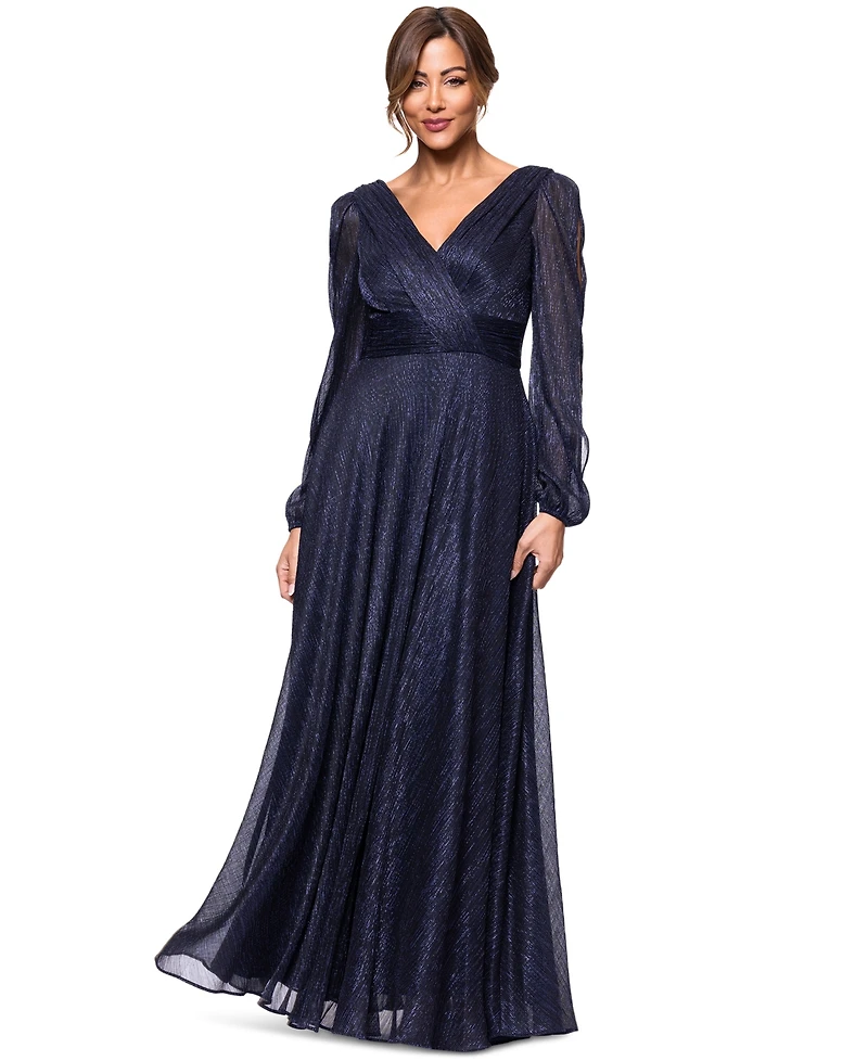 Betsy & Adam Women's Metallic Crinkled Gown