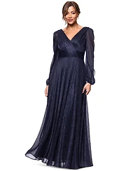 Betsy & Adam Women's Metallic Crinkled Gown