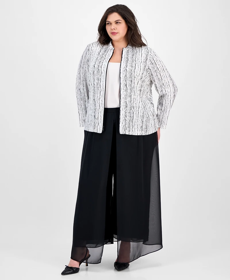 Alex Evenings Plus Flowy Chiffon Wide-Leg Evening Pants
