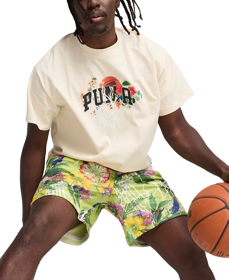 Puma Men's Dunked Floral Oversized-Fit Graphic T-Shirt