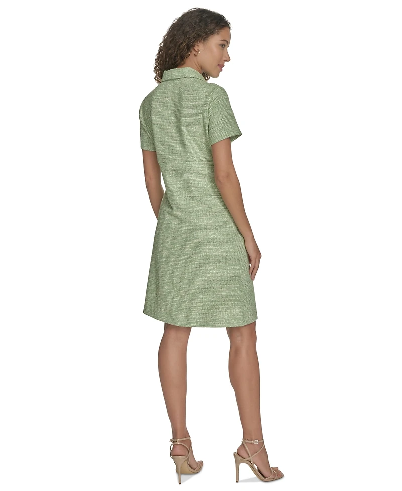 Calvin Klein Women's Tweed Collared Shirtdress