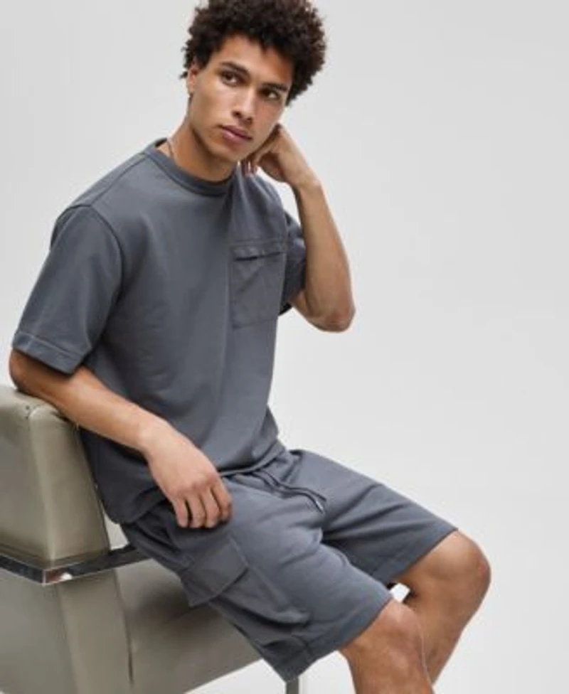 Mode Of One Mens Mixed Relaxed Fit French Terry Pocket T Shirt Regular Fit Printed 7 French Terry Cargo Shorts Macys Exclusive