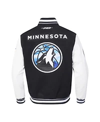 Pro Standard Men's Black Minnesota Timberwolves 2024/25 City Edition Chenille Applique Full-Zip Wool Varsity Jacket