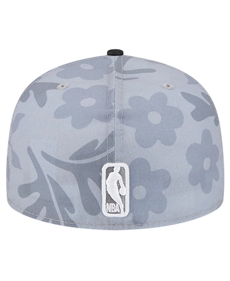 New Era Men's Gray Miami Heat Palm Fronds 2-Tone 59FIFTY Fitted Hat