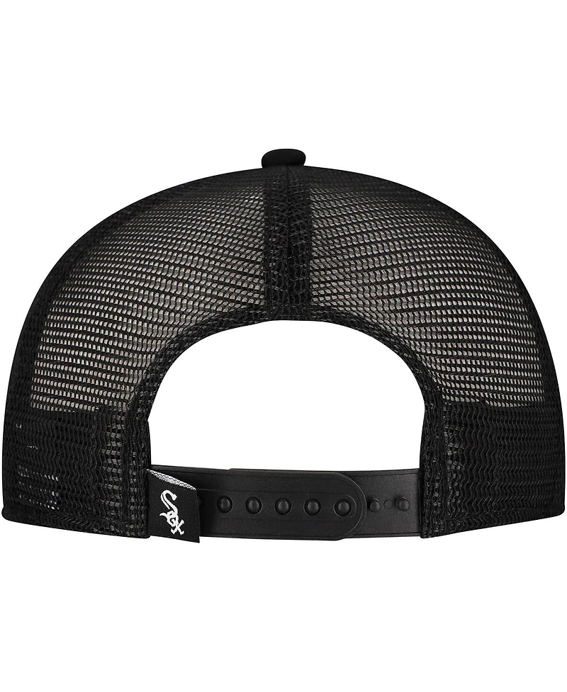 New Era Men's Black Chicago White Sox Retro Bold A-Frame Trucker 9FORTY Adjustable Hat
