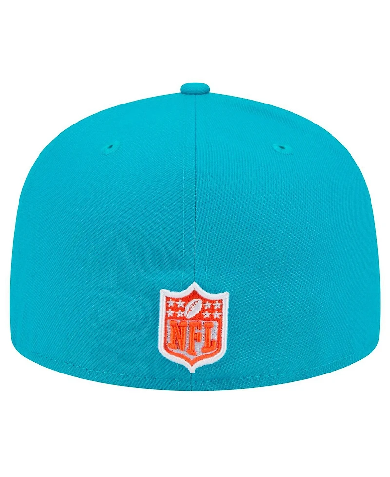 New Era Men's Aqua Miami Dolphins Script Sided 59FIFTY Fitted Hat