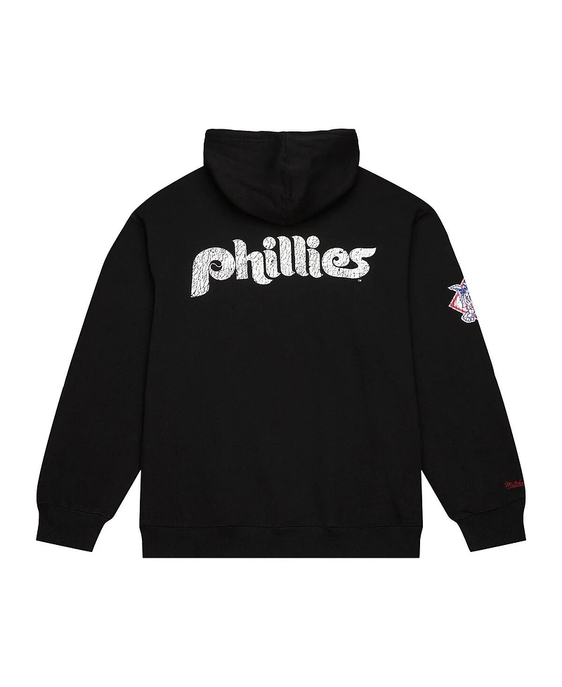 Mitchell & Ness Men's Black Philadelphia Phillies Team Og 2.0 Fleece Pullover Hoodie