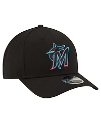 New Era Men's Black Miami Marlins Player Replica 9FORTY Adjustable Hat
