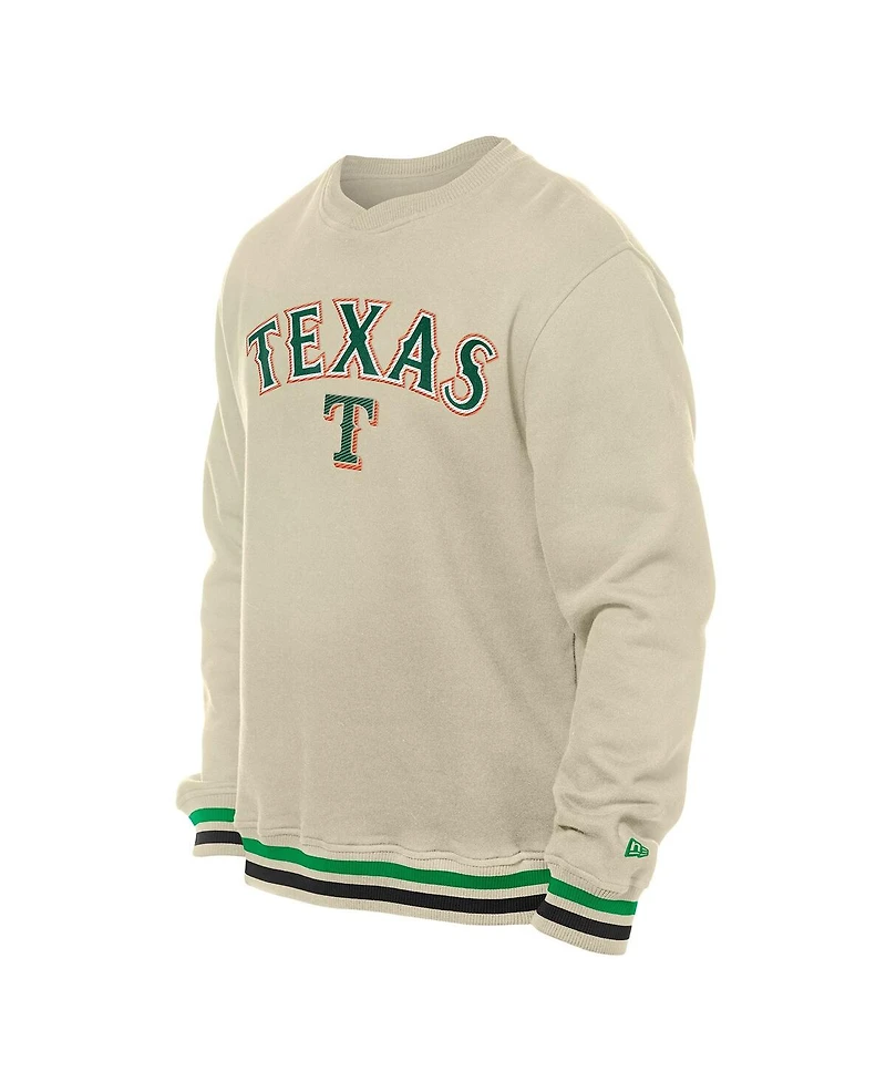 New Era Men's Cream Texas Rangers St. Patrick's Day Twill Pullover Sweatshirt