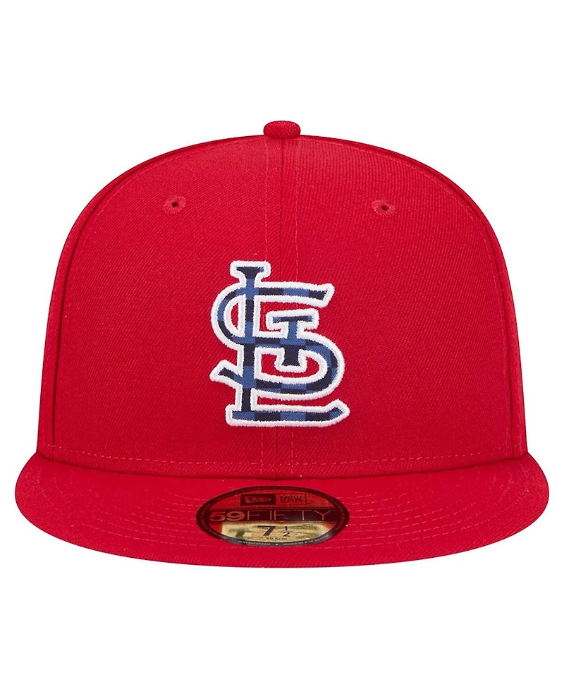 New Era Men's Red St. Louis Cardinals Checkered Under Visor 59FIFTY Fitted Hat