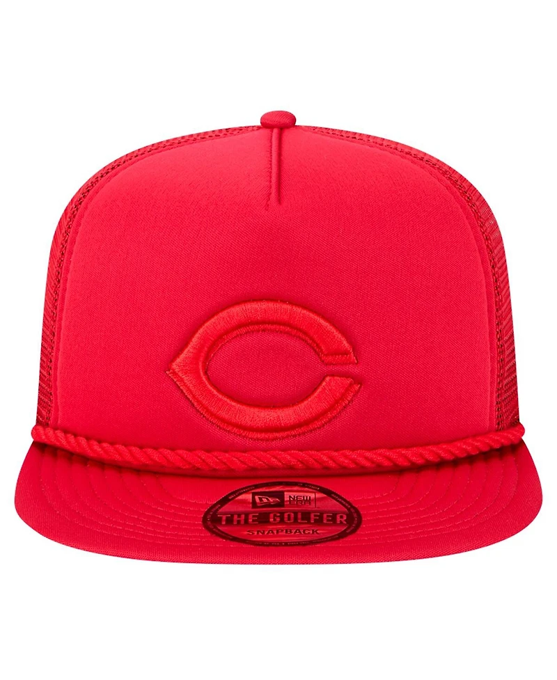 New Era Men's Red Cincinnati Reds Tone Foam Meshback Golfer Snapback Hat