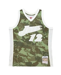 Mitchell & Ness Men's John Stockton Camo Utah Jazz Hardwood Classics 1998/99 Ghost Green Swingman Jersey