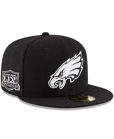 New Era Men's Black Philadelphia Eagles Super Bowl Lix Champions Side Patch 59FIFTY Fitted Hat