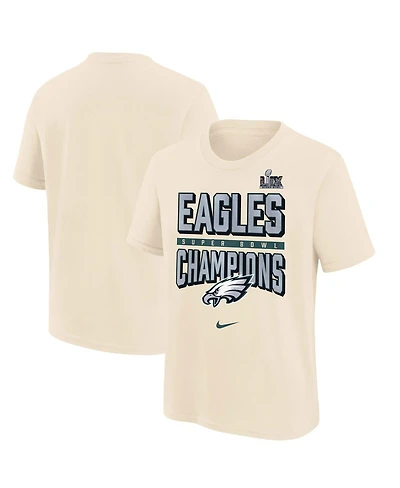 Nike Big Boys and Girls Cream Philadelphia Eagles Super Bowl Lix Champions T-Shirt