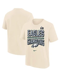 Nike Big Boys and Girls Cream Philadelphia Eagles Super Bowl Lix Champions T-Shirt