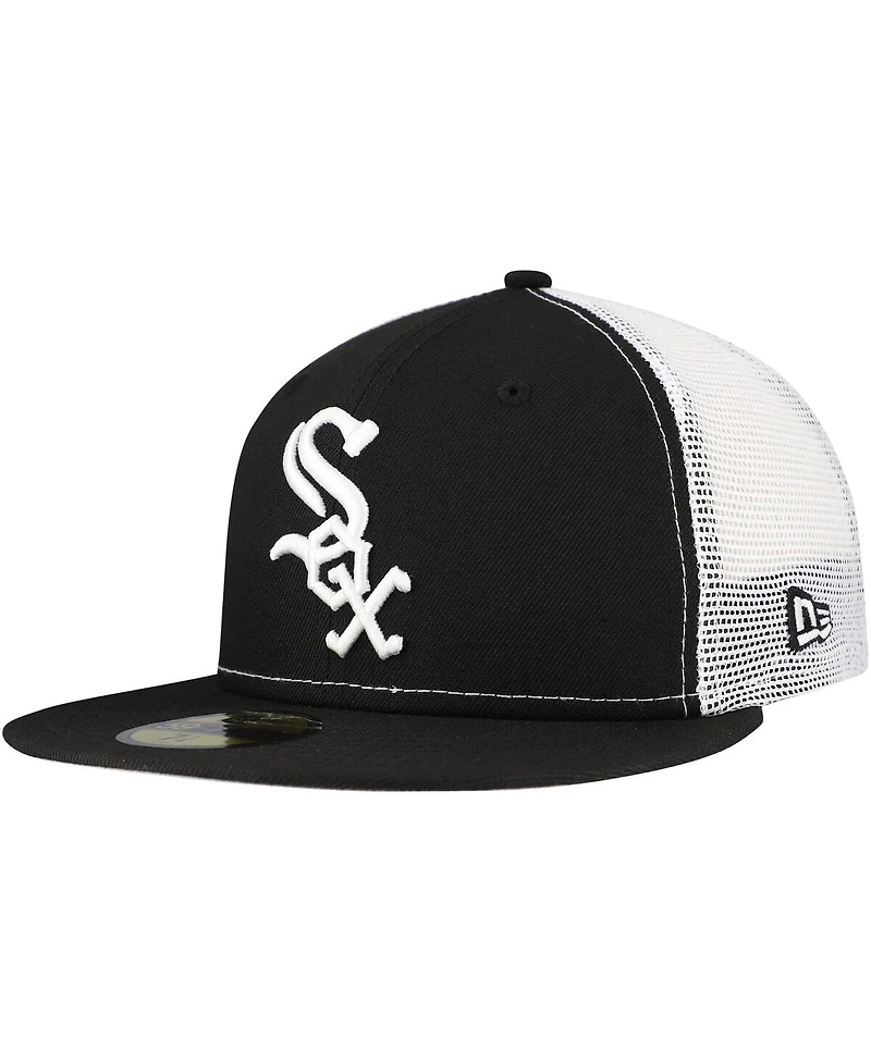 New Era Men's Black Chicago White Sox Team Color 59FIFTY Trucker Fitted Hat