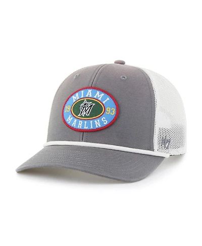 '47 Brand Men's Gray/White Miami Marlins Tide Sweep Rope Trucker Adjustable Hat