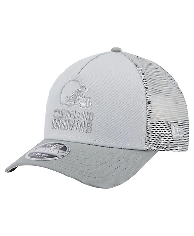New Era Men's Gray Cleveland Browns Domain 9FORTY A-Frame Trucker Adjustable Hat