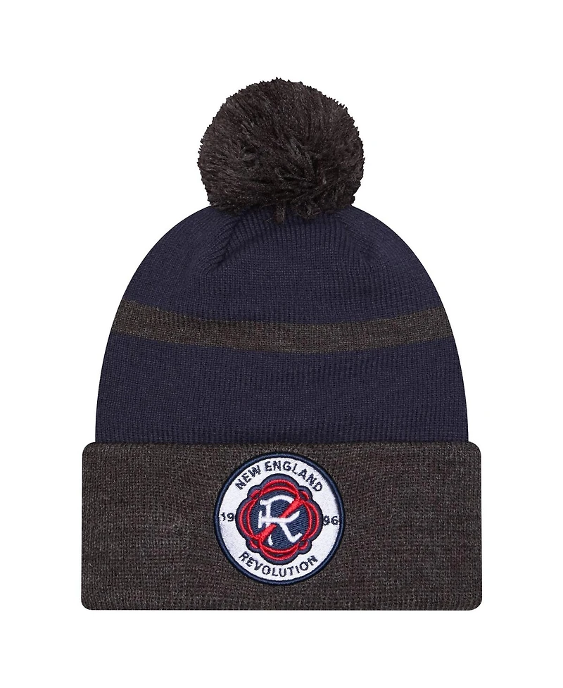 New Era Men's Navy New England Revolution 2025 Kickoff Cuffed with pom Knit hat