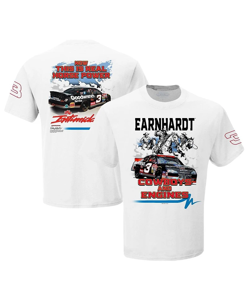 Checkered Flag Sports Men's White Dale Earnhardt Cowboys Engines T-Shirt