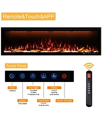 Smart 60" Wall-Mounted Electric Fireplace with Realistic Flame Effects, Dual Heating, and Alexa Compatibility