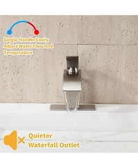 Single Handle Bathroom Sink Faucet, Waterfall Spout Bathroom Sink Faucet for Bath and Rv Sinks, Deck Mount 1 hole or 3 holes