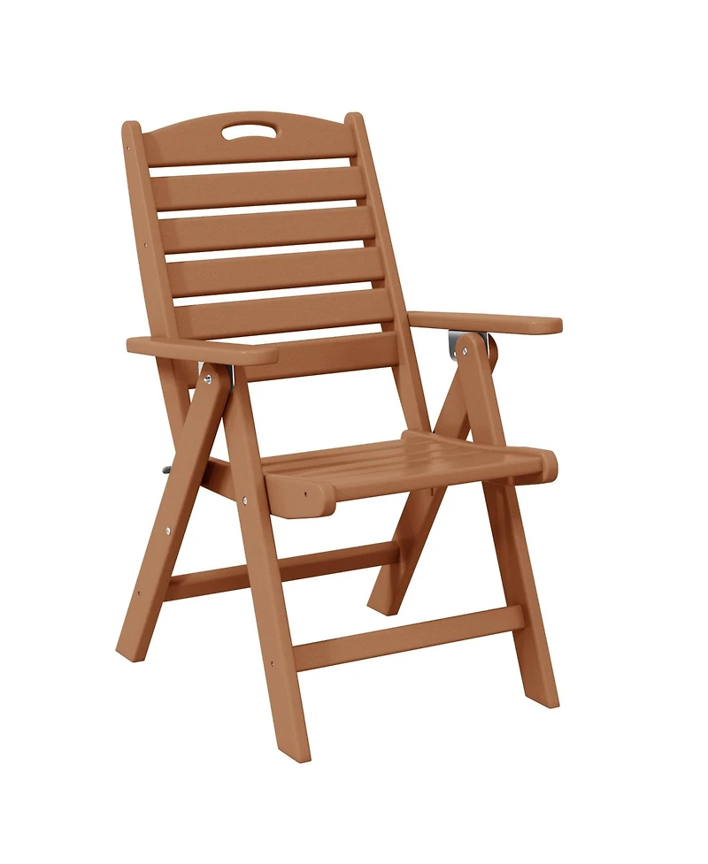 7-Piece Hdpe Rectangular Patio Dining Table Set with Foldable Chairs