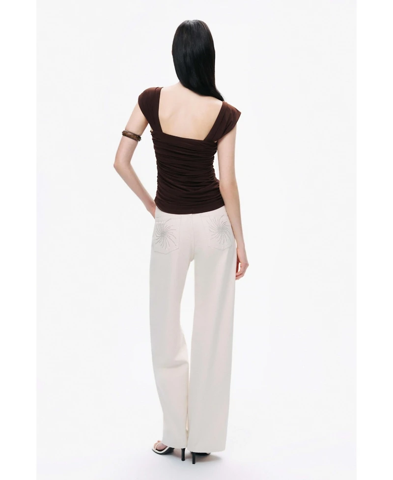 Nocturne Women's Thick Strap Draped Detail Blouse