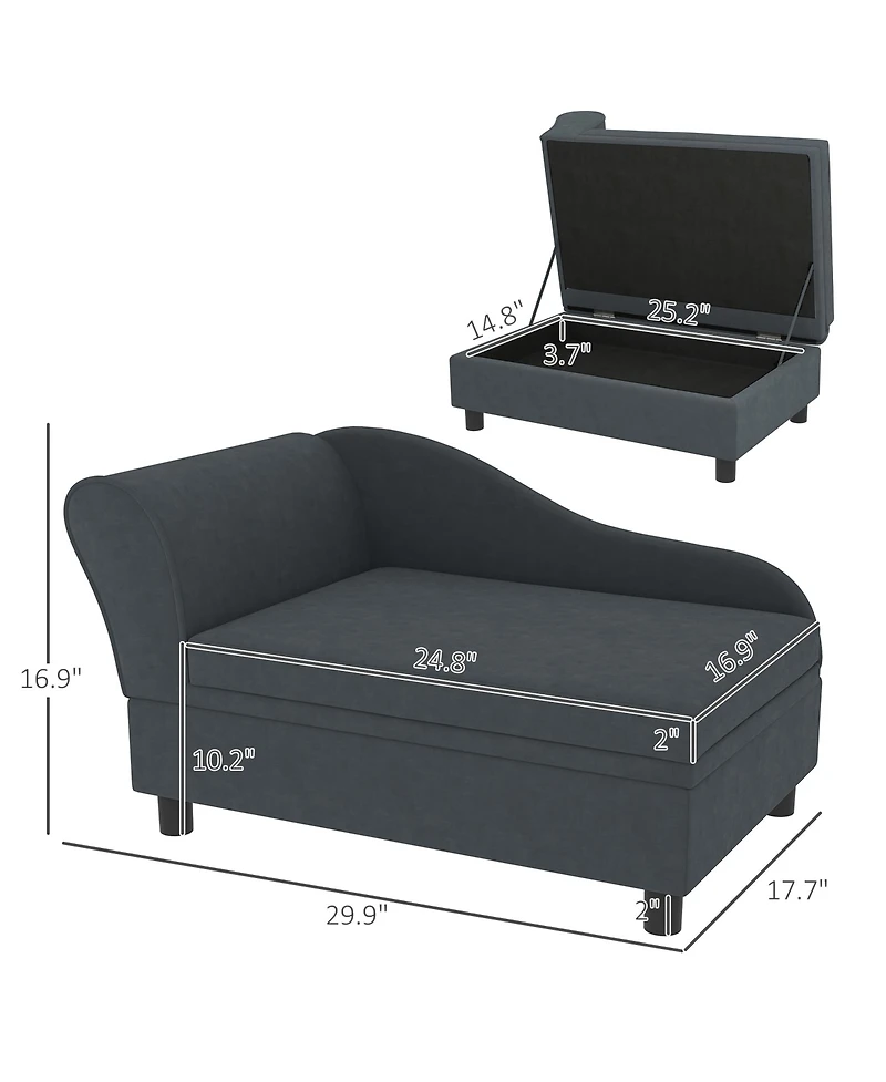 PawHut Luxury Small Dog Bed Couch W/ Storage, Little Sofa
