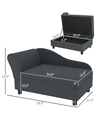 PawHut Luxury Small Dog Bed Couch W/ Storage, Little Sofa